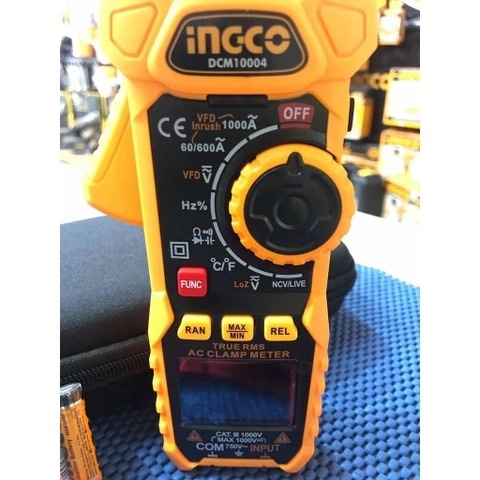 Đồng hồ kẹp AC/DC INGCO DCM10004, 6000 số đếm, đo AC 1000A, lưu dữ liệu, đèn nền và flash - Thinksafe