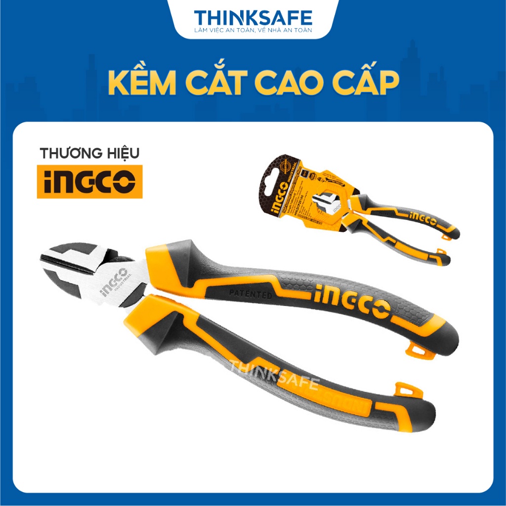 Kìm cắt cao cấp INGCO HHLDCP28160 6 inch 7 inch, thép CR-V, đen bóng, tay cầm hai màu - Thinksafe