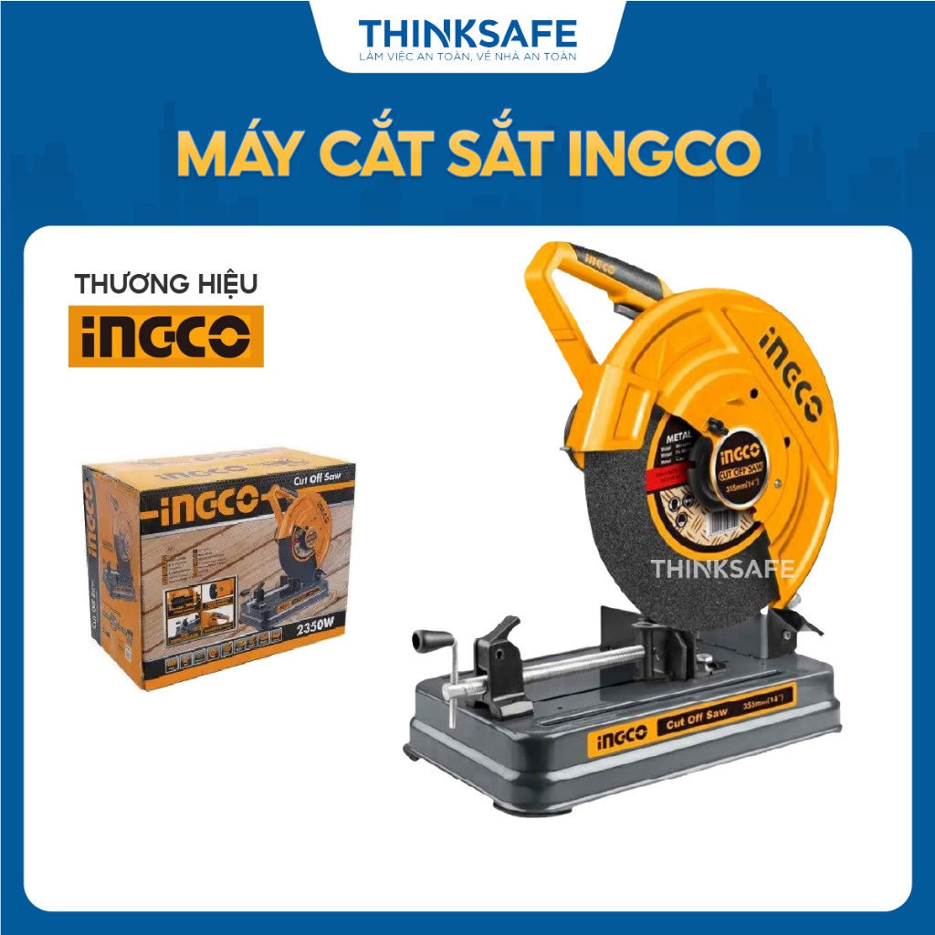 Máy cắt sắt INGCO công suất 2350W - 2400W tốc độ 3800v/p, lưỡi cắt 355mm, Máy cắt cầm tay cắt tối đa 100mm - Thinksafe