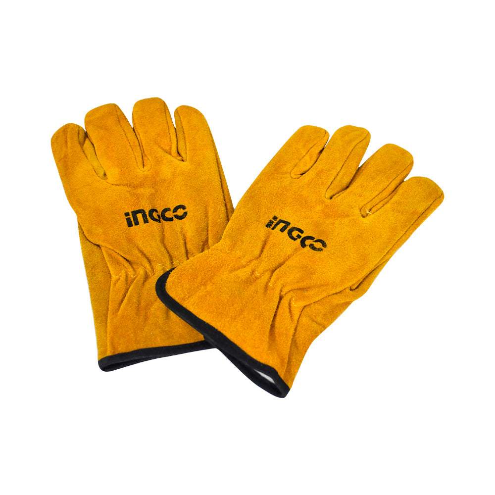 Găng tay vải da INGCO HGVC02 Size 10 inch - Cho vận hành máy - Da lót đầy lòng bàn tay - Thinksafe