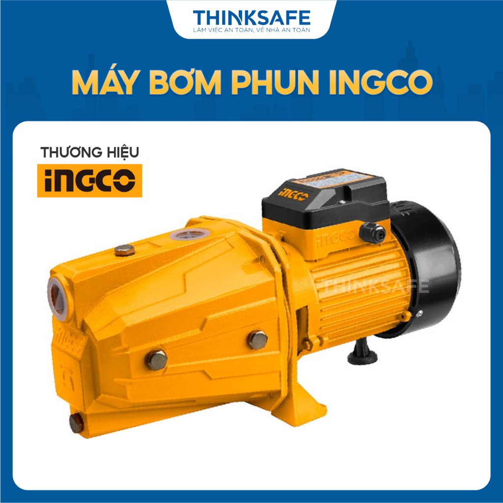 Máy bơm phun INGCO công suất 750W - 1500W, độ hút sâu 9m, Mô tơ dây đồng, Máy bơm đẩy xa dây cáp dài 0.15m - Thinksafe