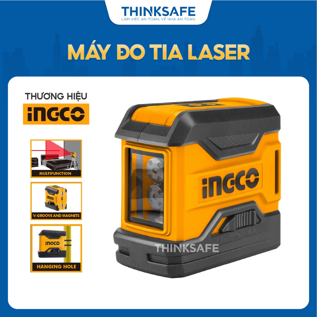 Máy đo mức cân bằng tia laser INGCO HLL156508, đo Laser hai chiều, trọng lượng 305g - Thinksafe