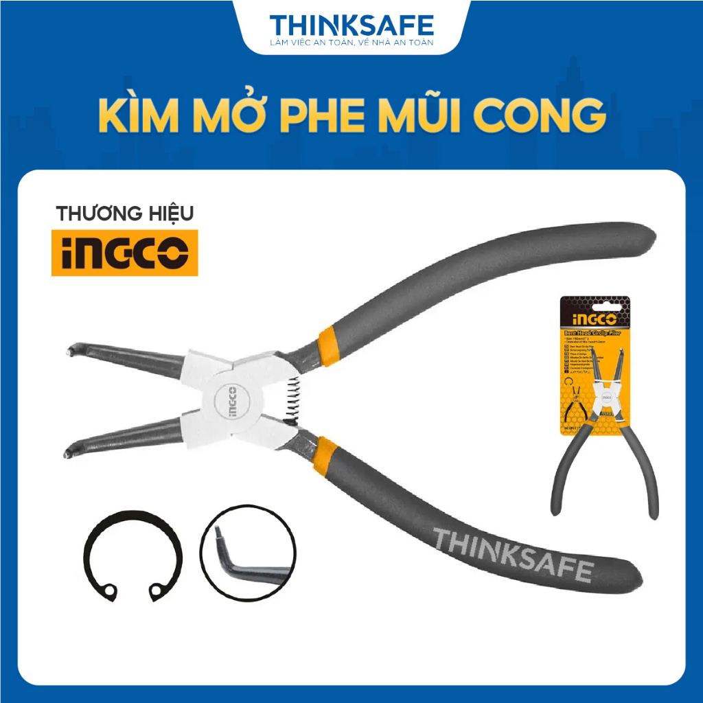 Kìm mở vòng mũi cong INGCO HCCP011752 7inch/180mm, đầu 1.8mm thép carbon - Thinksafe.