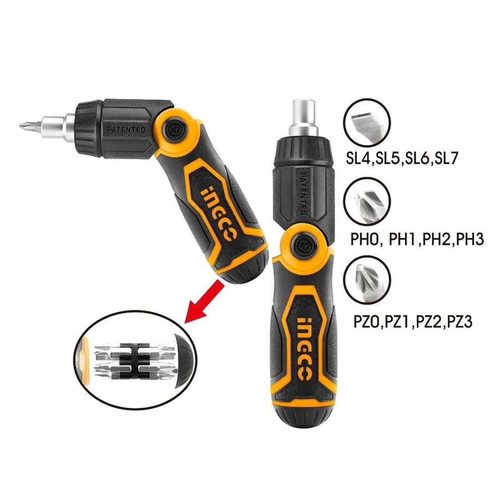 Bộ tua vít đa năng INGCO AKISD1208 Đầu vít thép hợp kim không gỉ, tay cầm chất liệu cách điện, chất liệu crv - Thinksafe