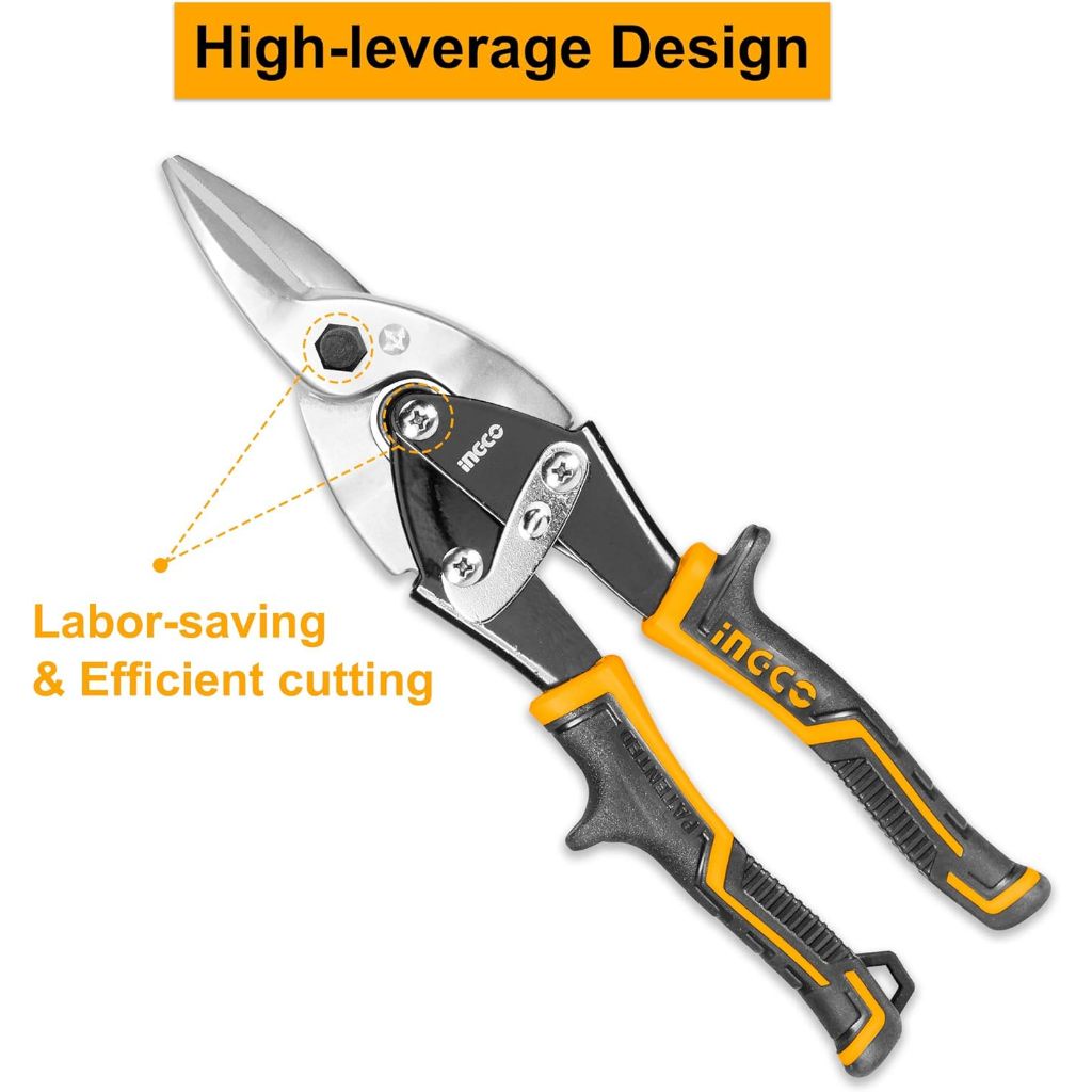 Bộ 3 Kéo Cắt Tole INGCO HTSNK0110, Tay Cầm TOTAL Mềm Hai Màu, Chiều Dài 250mm - Thép Carbon ≤1.2mm, Thép Không Gỉ ≤0.7mm