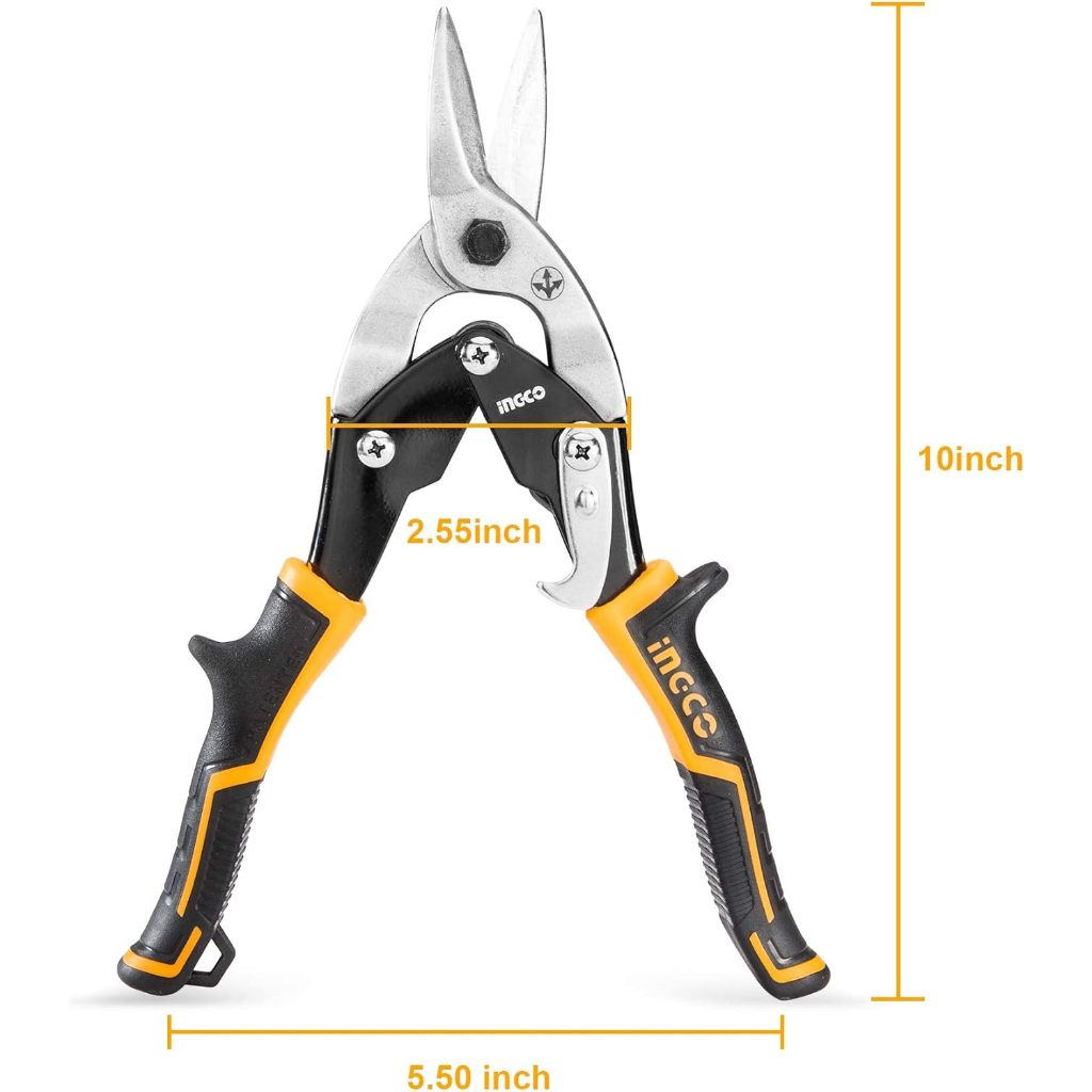 Bộ 3 Kéo Cắt Tole INGCO HTSNK0110, Tay Cầm TOTAL Mềm Hai Màu, Chiều Dài 250mm - Thép Carbon ≤1.2mm, Thép Không Gỉ ≤0.7mm