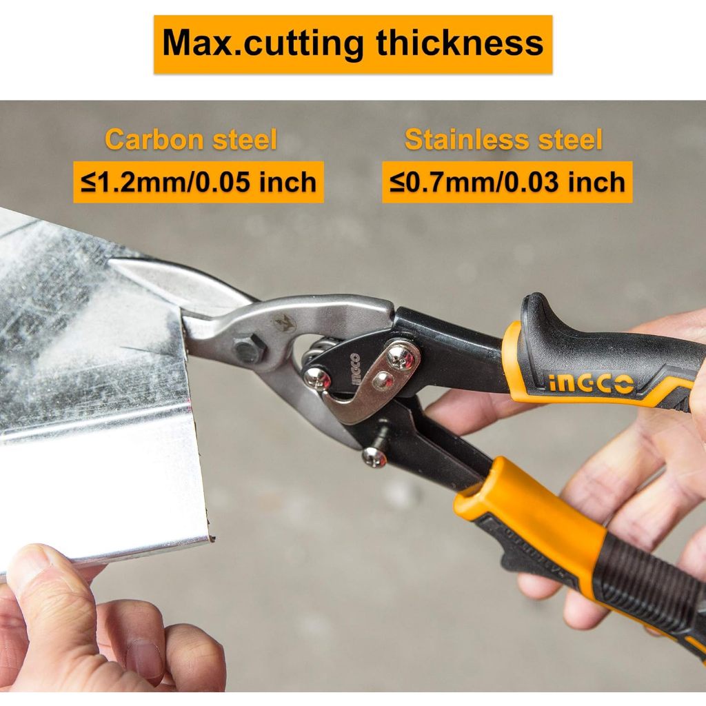 Bộ 3 Kéo Cắt Tole INGCO HTSNK0110, Tay Cầm TOTAL Mềm Hai Màu, Chiều Dài 250mm - Thép Carbon ≤1.2mm, Thép Không Gỉ ≤0.7mm
