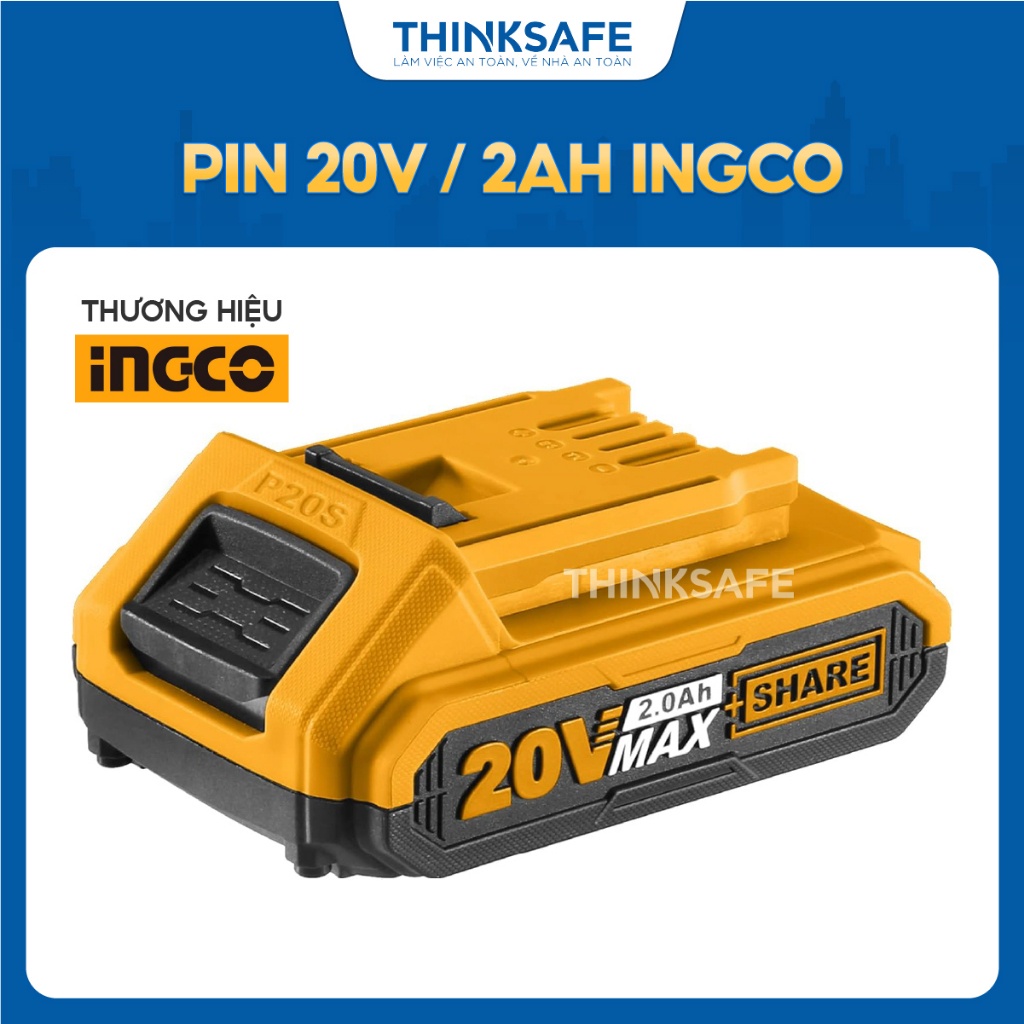 Pin INGCO FBLI20011 Lithium-ion 20V/2Ah cho máy Ingco - Dung lượng 2.0Ah - Thinksafe
