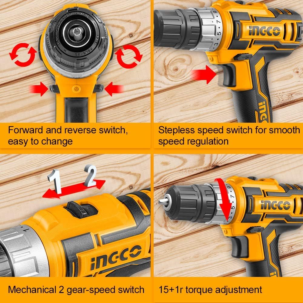 Bộ Combo Máy Khoan 10mm và Siết Vít Pin 20V INGCO CKLI2006, Không Chổi Than, Lực Mô Men Xoắn 170NM, đầu lục giác 1/4inch