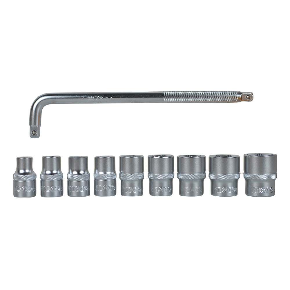 Bộ 10 đầu tuýp tay vặn chữ L 1/2 inch INGCO HKTS12101B dài 10-24mm Chất liệu thép CR-V chịu nhiệt và mạ crôm - Thinksafe