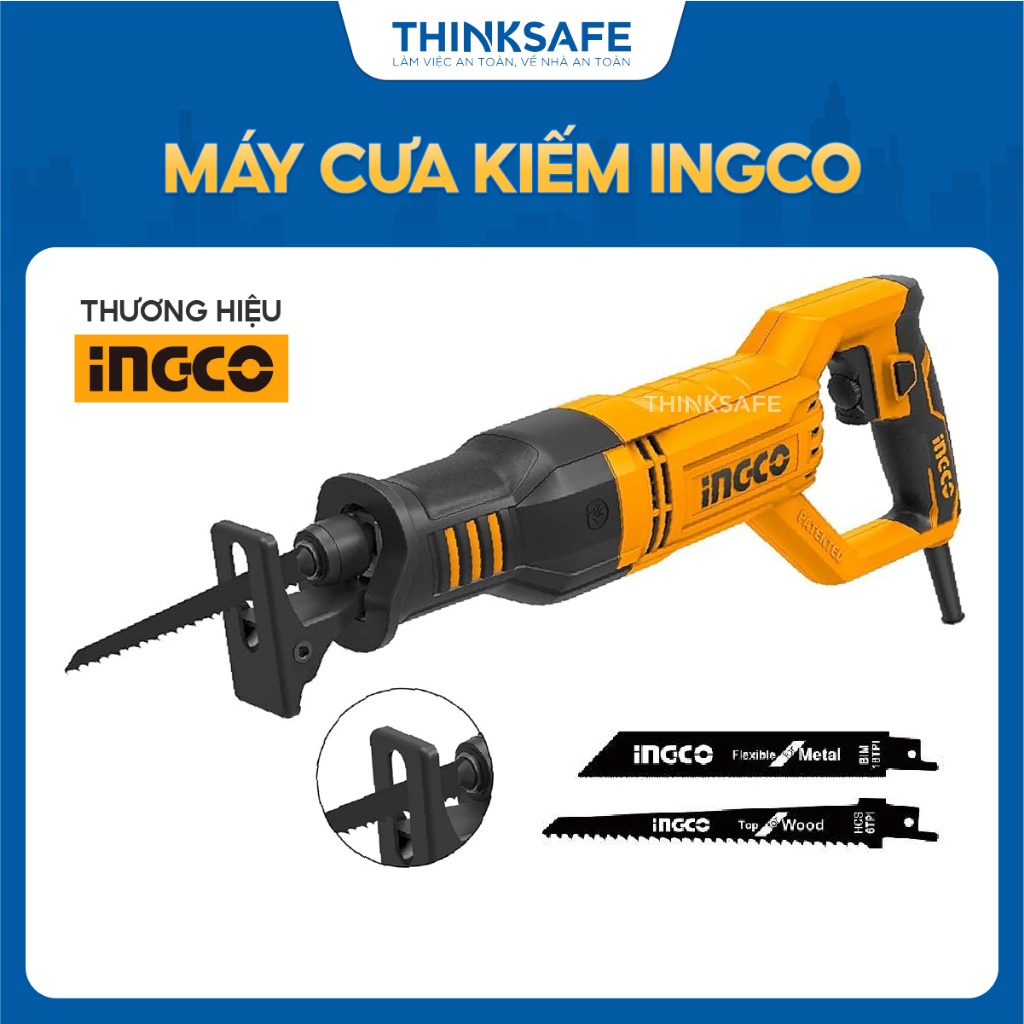 Máy cưa kiếm INGCO RS8008 dùng diện công suất 750w tốc độ không tải 900-3300rp kèm 2 lưỡi cưa - Thinksafe