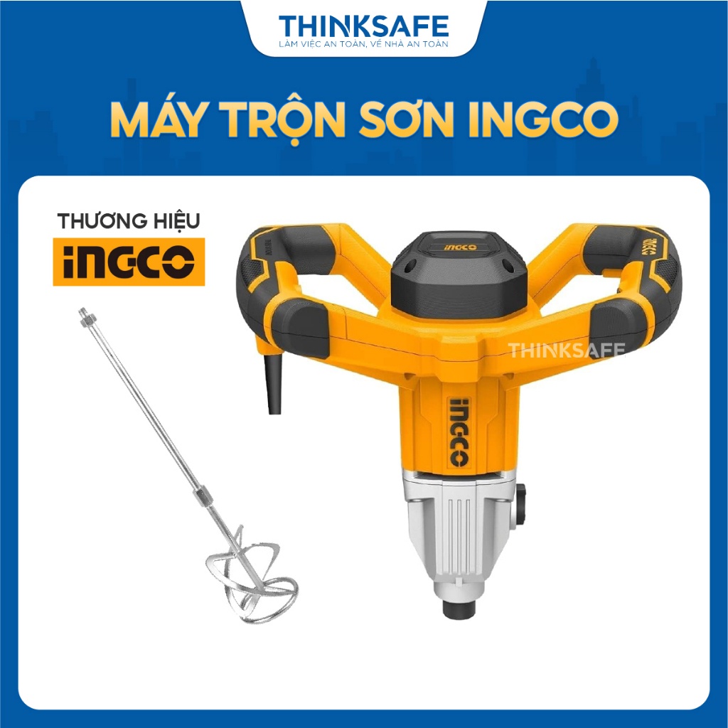 Máy trộn sơn INGCO MX214008 công suất 1400w nhông hộp số bằng nhôm hợp kim, cốt trộn M14 kèm 1 cần trộn sơn - Thinksafe