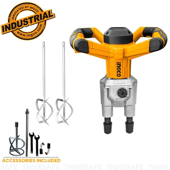 Máy trộn sơn INGCO MX214008 công suất 1400w nhông hộp số bằng nhôm hợp kim, cốt trộn M14 kèm 1 cần trộn sơn - Thinksafe