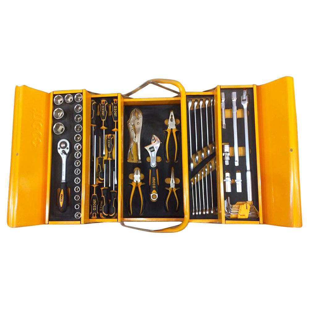 Bộ đồ nghề 59 công cụ INGCO HTCS15591 gồm tay vặn và đầu cắm, kìm, vặn khóa hàm cong Dụng cụ sửa xe máy -Thinksafe