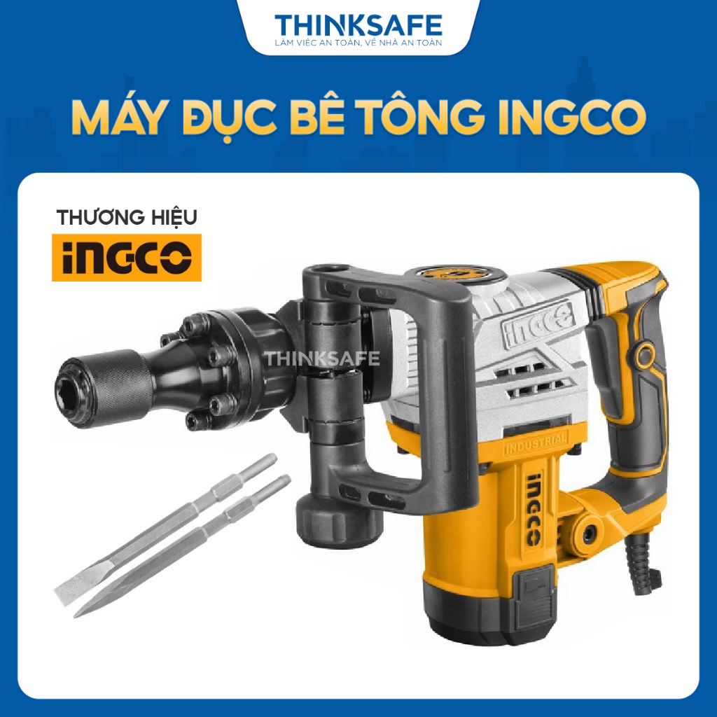 Máy đục bê tông INGCO PDB13008 công suất 1300W, chống rung, tốc độ đập 3800bmp, lực đập 20J Máy khoan đục - Thinksafe