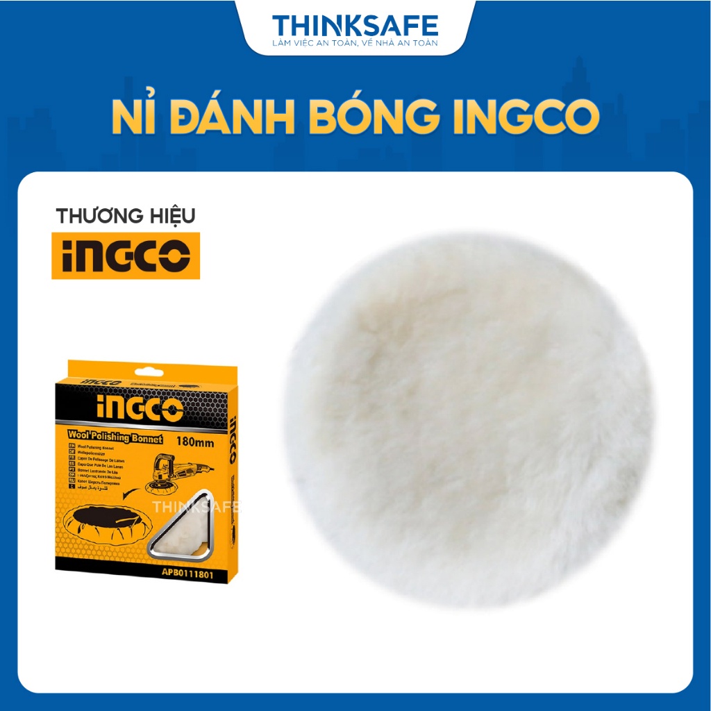 Nỉ đánh bóng INGCO APB0111801 kích thước 180mm chất liệu len thật - Thinksafe
