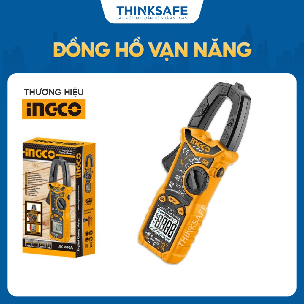 Đồng Hồ Kẹp AC/DC INGCO DCM6005 Hiệu Suất Nhiệt Độ và Điện Áp Một Chiều - Điện Trở, Điện Dung - Thinksafe