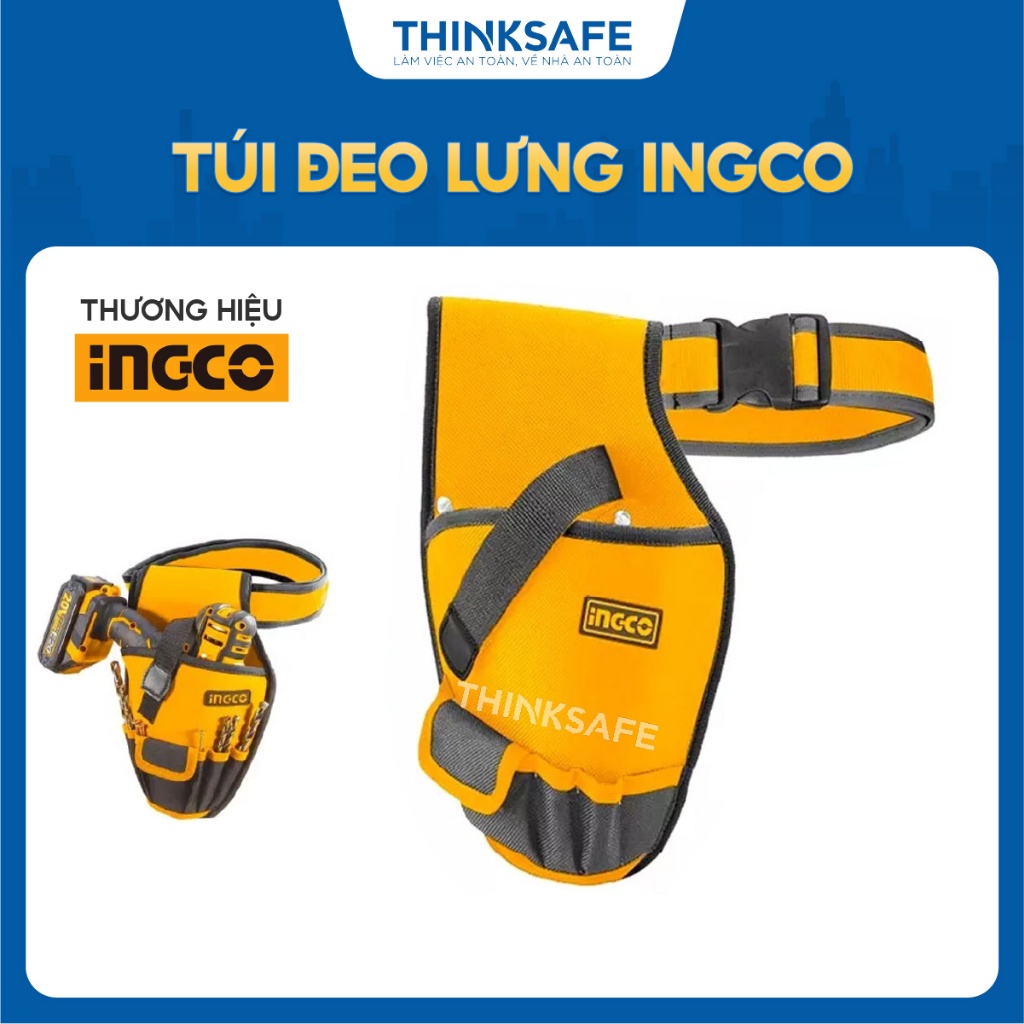Túi đeo lưng đựng đồ nghề 8kg INGCO HTBP03011 Polyeste 600D - Chứa máy khoan pin, mũi khoan và mũi vít Thinksafe