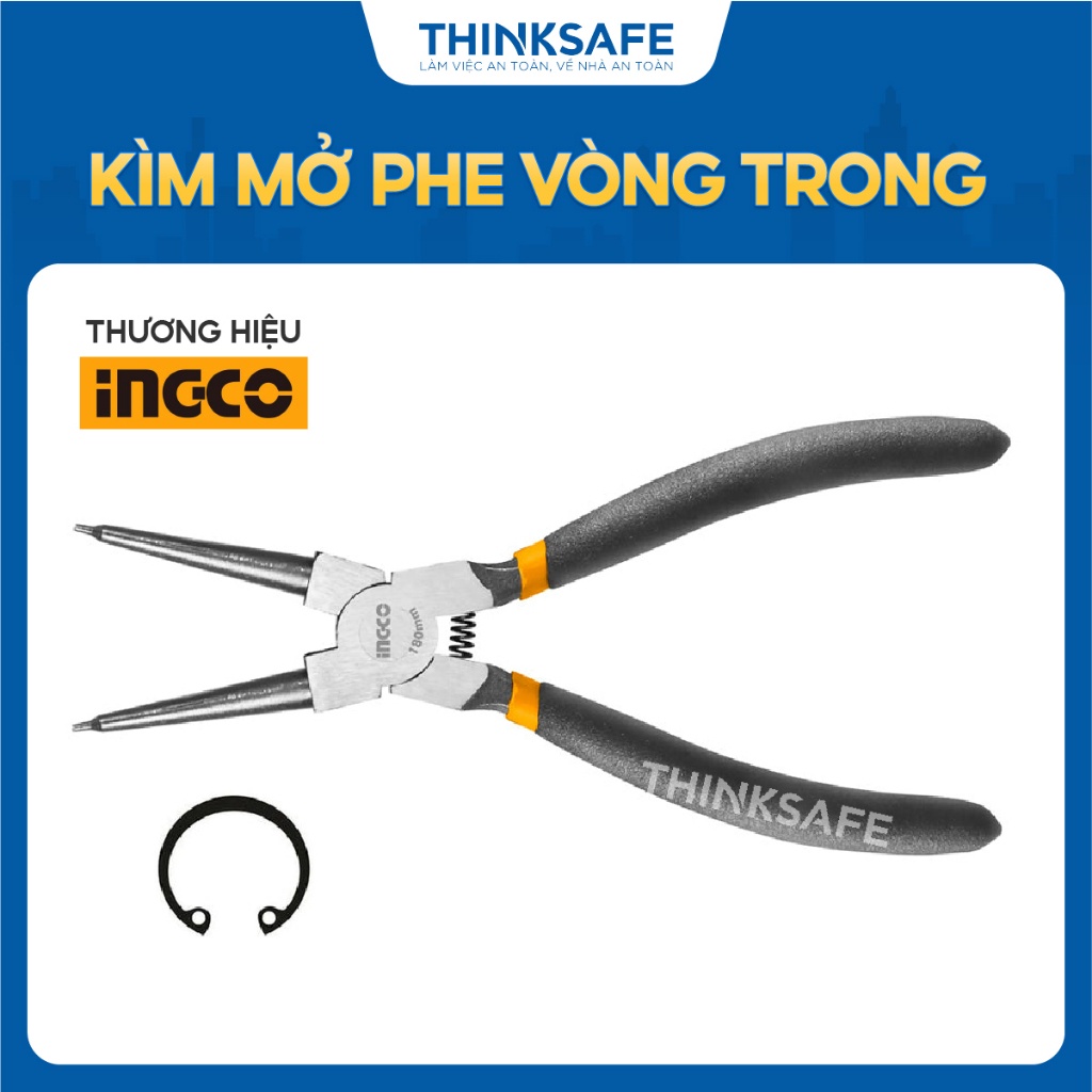 Kìm mở vòng trong INGCO HCCP011802 7inch/180mm, đầu 1.8mm, thép carbon - Thinksafe