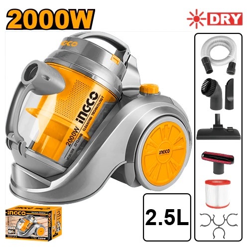Máy hút bụi INGCO VC20258 2000W, Motor dây đồng, Công suất hút 260~330W, Sơn tĩnh điện, Dung tích 2.5L - Thinksafe