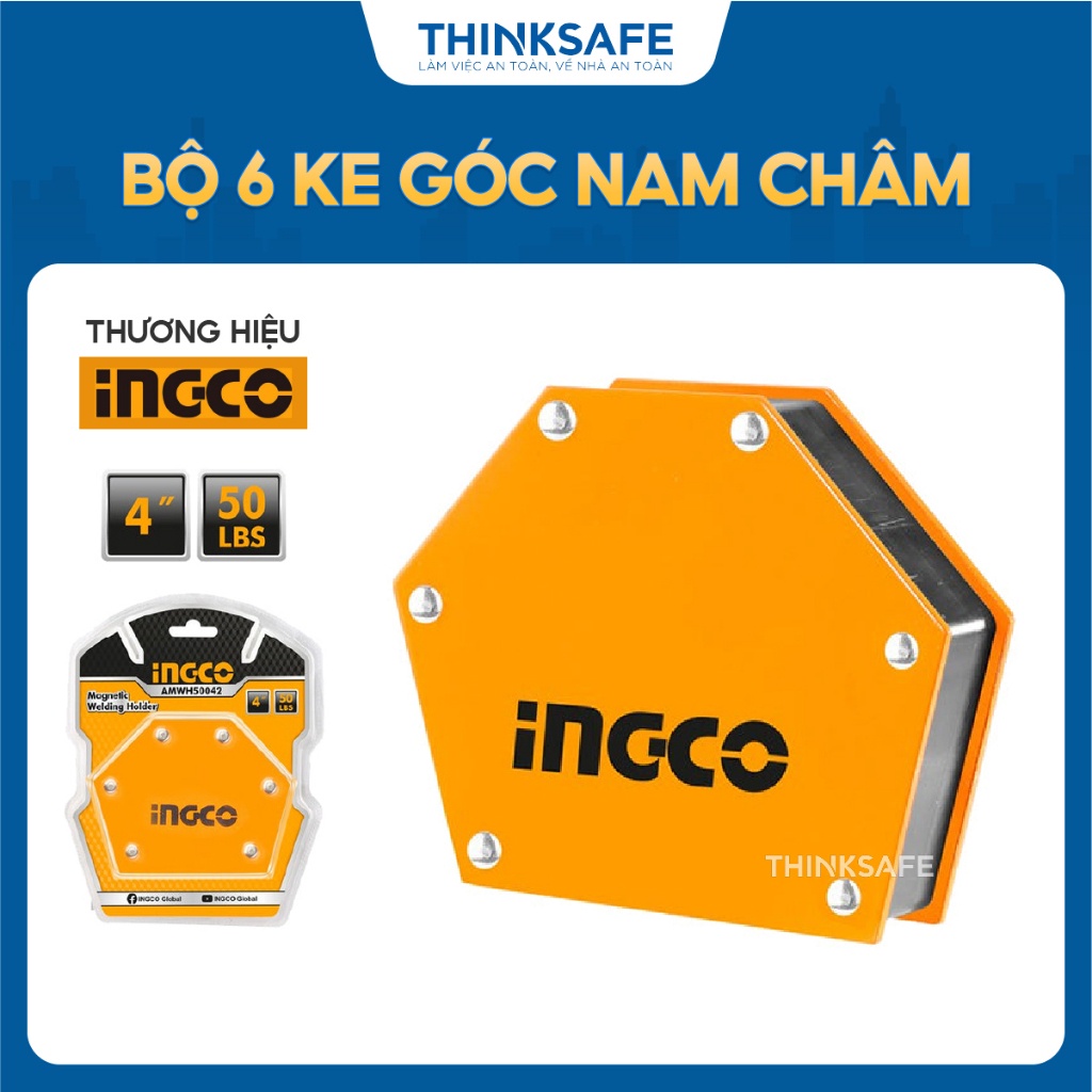 Ke góc nam châm lục giác INGCO AMWH50042, Lực hít 50 Lbs, Kích thước 4