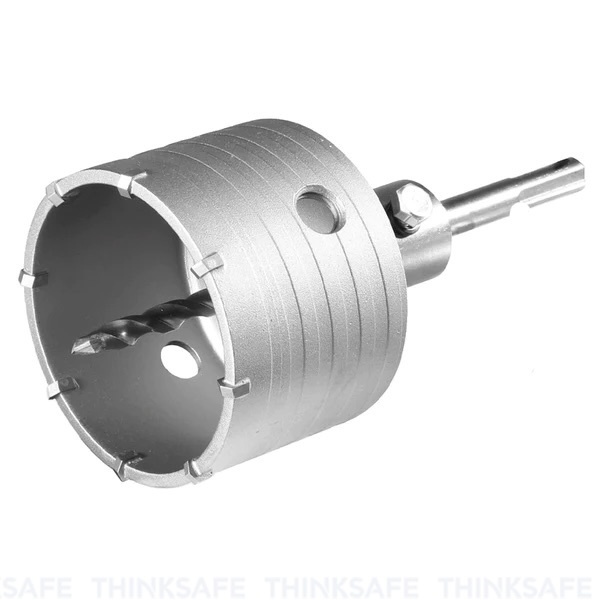 Mũi khoan lỗ INGCO đường kính lõi 50mm - 100mm, 5 lưỡi TCT, Khớp nối 110mm, kèm mũi khoan gài 110mm - Thinksafe