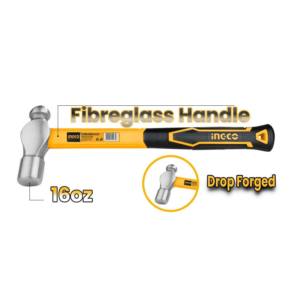 Búa đầu tròn INGCO chịu nhiệt, thép carbon 45# (450g - 1300g) - Thinksafe