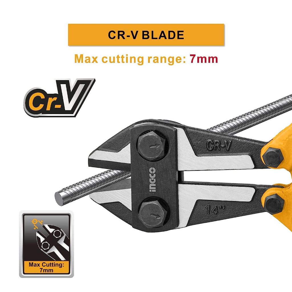 Kìm cộng lực 14-24 inch INGCO HBC1814, Cắt tối đa 7mm, Tay cầm thoải mái - Thinksafe