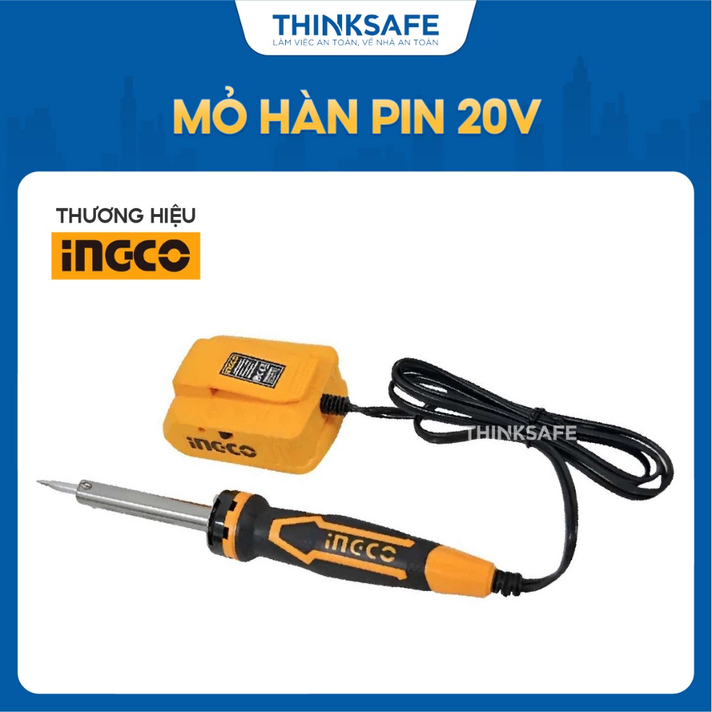 Mỏ hàn pin 20V INGCO CSILI2001, Công suất 40W, Thời gian làm nóng 3~5 phút, Không kèm pin và sạc - Thinksafe