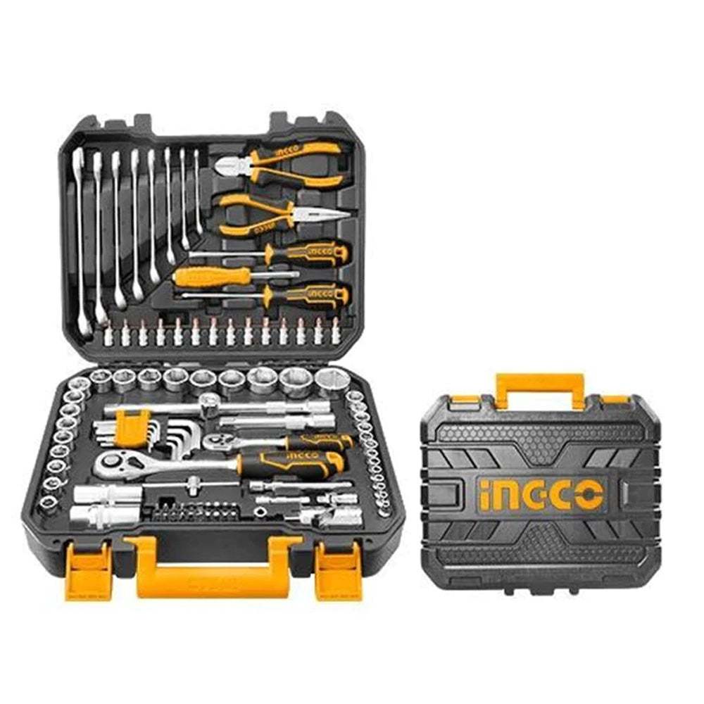 Bộ đồ nghề đa năng INGCO HKTHP21001 gồm 100 dụng cụ Cờ lê, ổ cắm, khớp nối, tua vít, kìm điện, đầu lục giác - Thinksafe