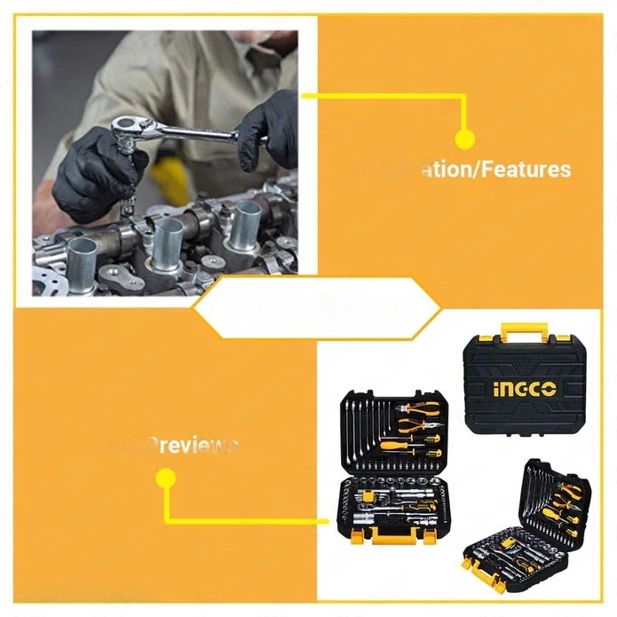 Bộ đồ nghề đa năng INGCO HKTHP21001 gồm 100 dụng cụ Cờ lê, ổ cắm, khớp nối, tua vít, kìm điện, đầu lục giác - Thinksafe