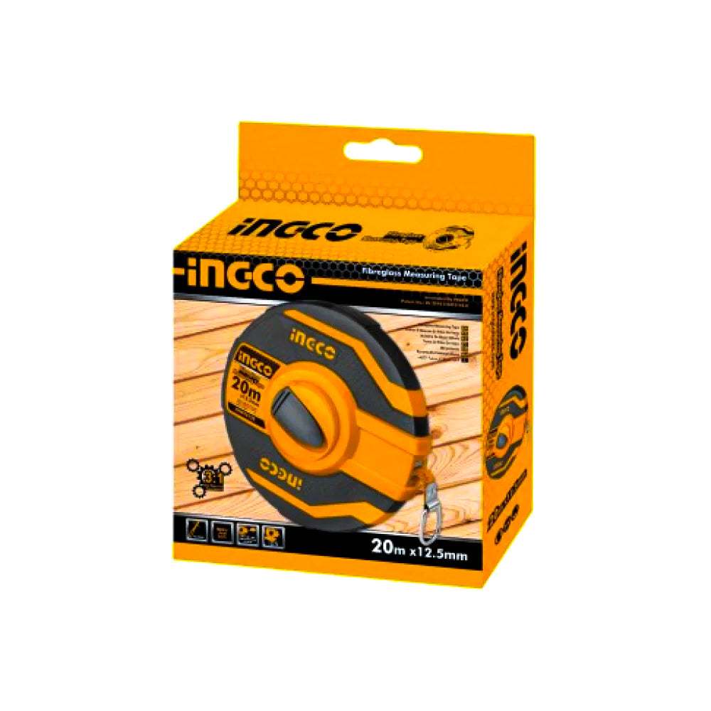 Thước dây sợi thủy tinh 20m 30m 50m INGCO HFMT8120 Tỷ lệ 3-1 tua nhanh, Đơn vị đo: mét và inch - Thinksafe