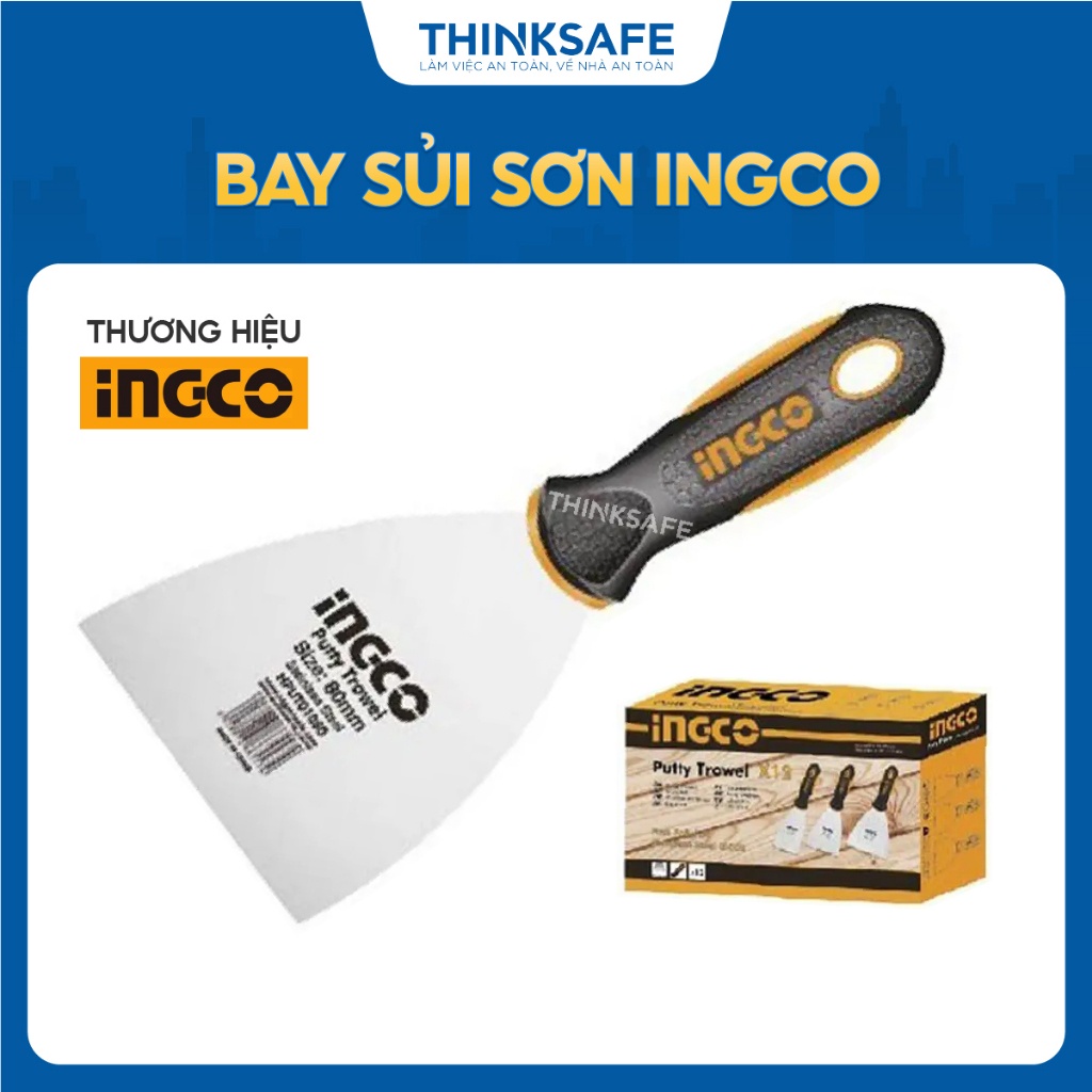 Bay sủi sơn INGCO kích thước 60-150mm, Cán bằng thép không gỉ, chịu nhiệt và sơn bóng - Thinksafe