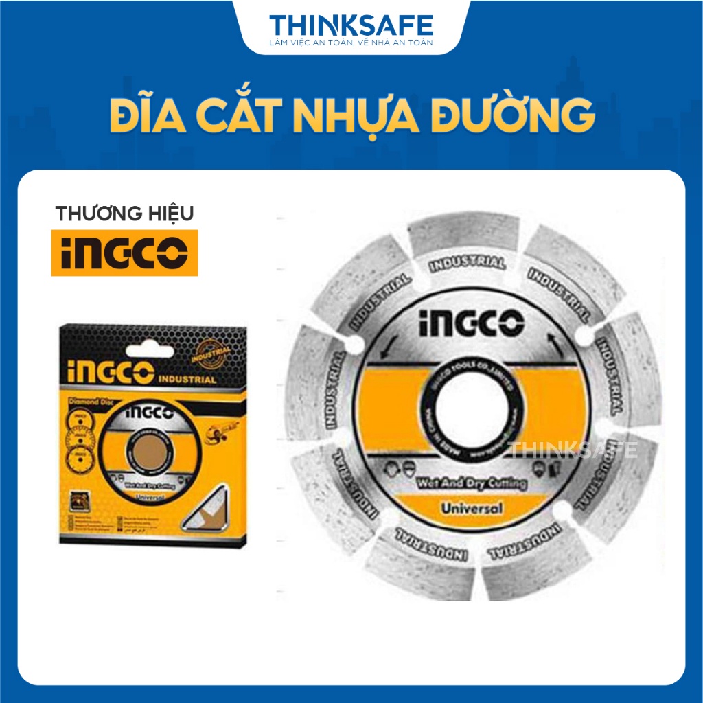 Đĩa cắt nhựa đường INGCO DMD064051, Kích thước 405mm x 25.4mm, Độ rộng lưỡi 10mm, Hợp kim trên lưỡi được hàn bằng laser