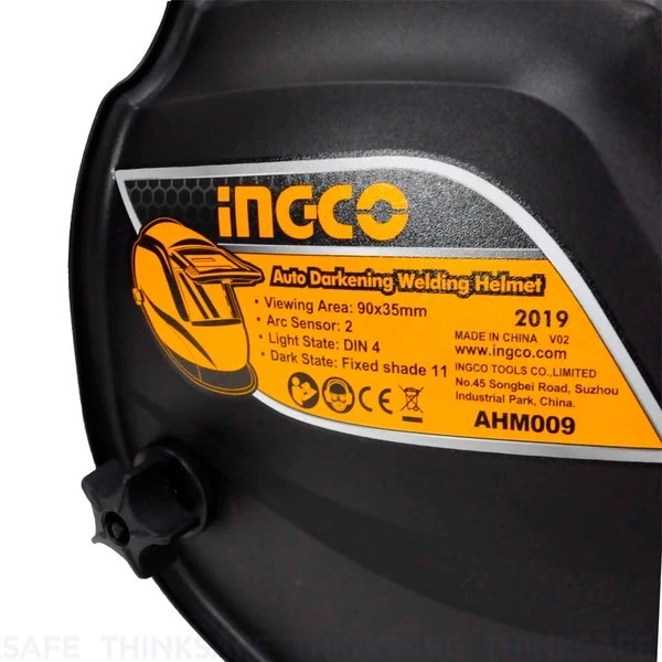 Mặt nạ hàn tự động INGCO AHM009 Vùng quan sát 90×35mm, Kiểm soát bóng râm Không thể điều chỉnh - Thinksafe