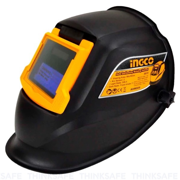 Mặt nạ hàn tự động INGCO AHM009 Vùng quan sát 90×35mm, Kiểm soát bóng râm Không thể điều chỉnh - Thinksafe