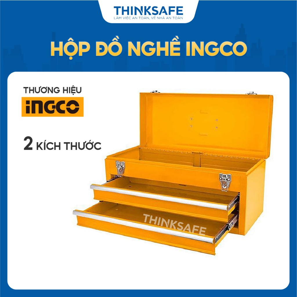 Hộp đồ nghề sắt ba tầng INGCO HTB03 HTB02 tấm sắt dày bền bỉ, tiện lợi Thùng đựng đồ nghề chính hãng - Thinksafe