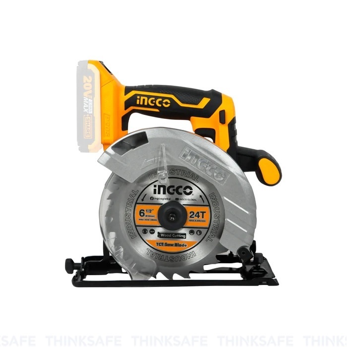 Máy cưa đĩa tròn pin 20V INGCO CSLI1651, Đường kính lưỡi cưa 165mm, Điều chỉnh cắt sâu và nghiêng, Kèm lưỡi cưa 165mm