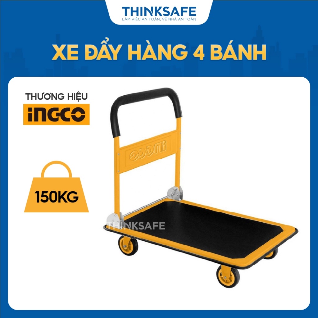 Xe đẩy hàng 4 bánh gấp gọn INGCO HPHT11502, tải trọng 150 kg, thiết kế an toàn và tiện ích - Thinksafe