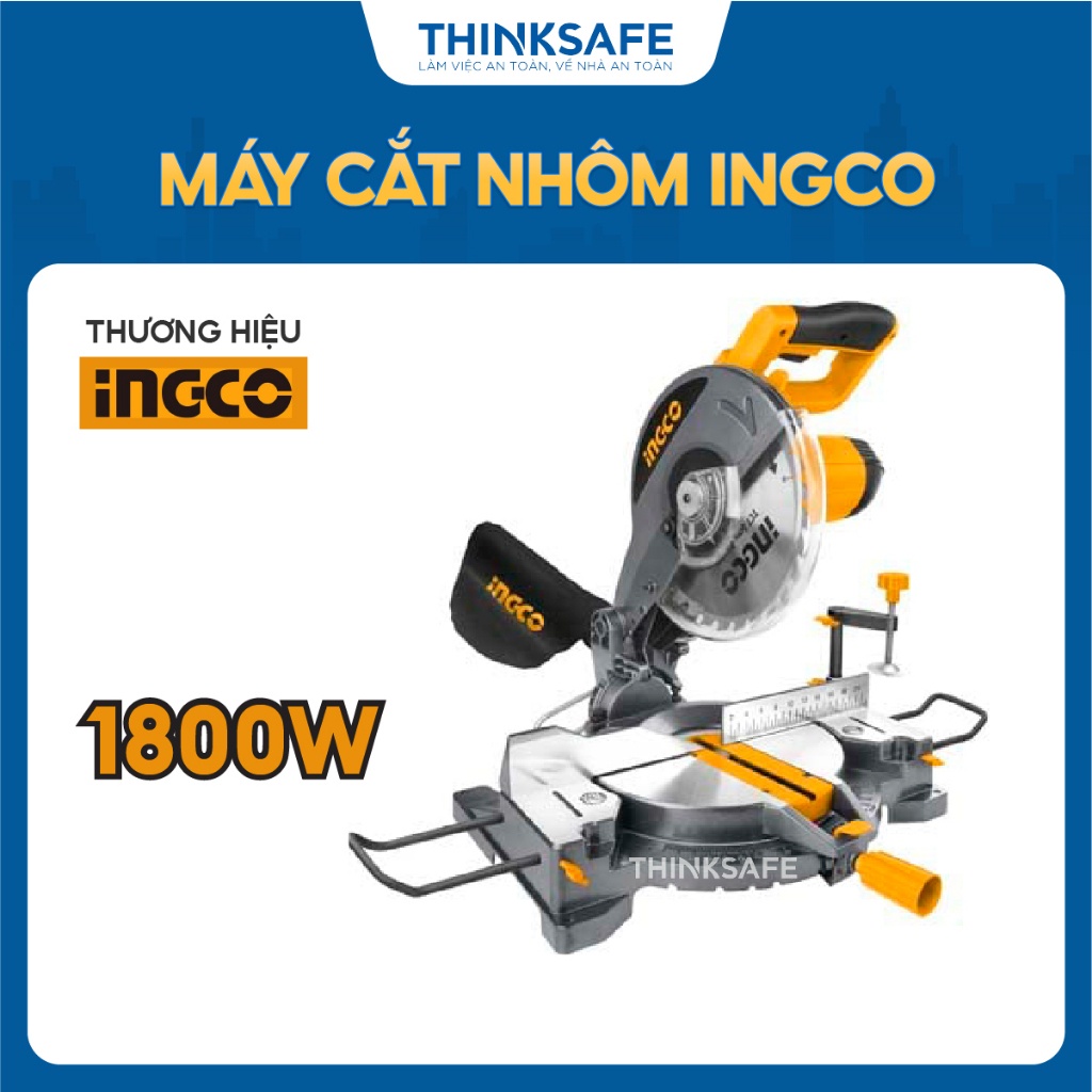 Máy cắt nhôm INGCO BMS18001T công suất 1800W, tốc độ không tải 5500rpm, góc cắt xiên 45 độ Máy cắt cầm tay - Thinksafe