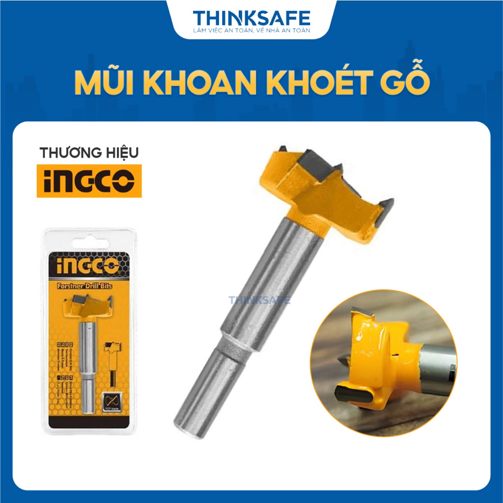 Mũi khoan khoét gỗ INGCO ADCS2501 -  ADCS3201 -  ADCS3501 Chất liệu TCT, Đường kính 25mm, 32mm, 35mm  - Thinksafe