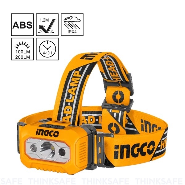 Đèn pin đội đầu dùng pin tiểu INGCO HHL013AAA5 độ sáng 100 lumen, chống nước IPX4, rọi xa 91m - Thinksafe