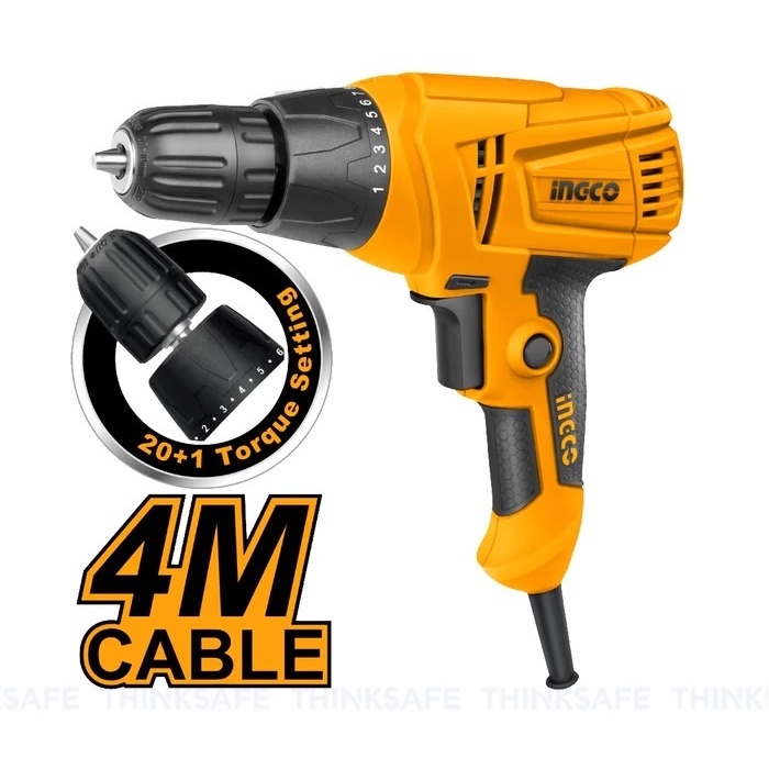 Máy Khoan Điện INGCO ED2808 220-240V, Đầu Khoan Tự Động 10mm, Điều Tốc, Công Tắc Đảo Chiều - Thinksafe
