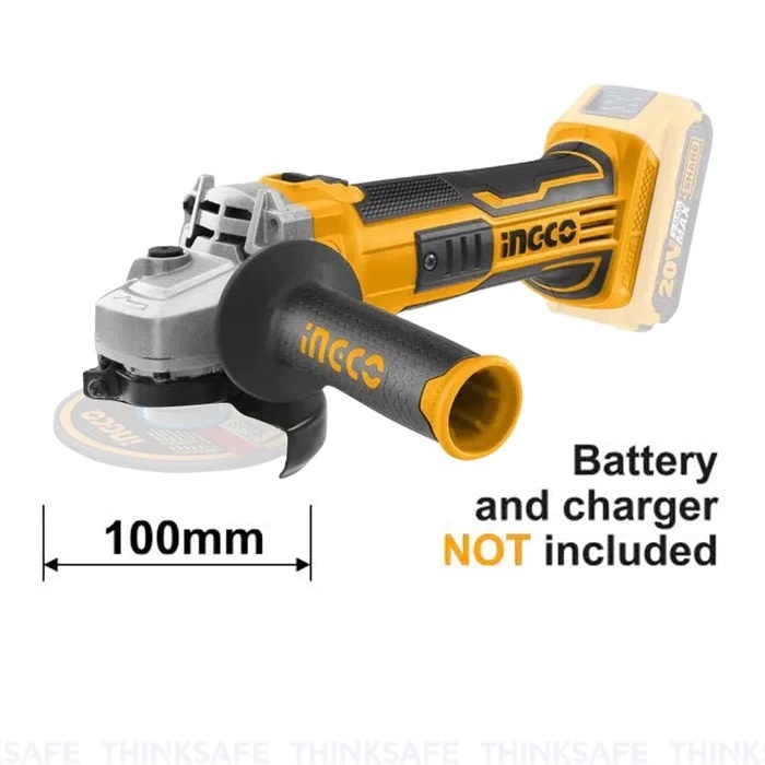 Máy mài góc pin 20V INGCO CAGLI1001, đĩa mài 100mm, trục chính M10 - Thinksafe