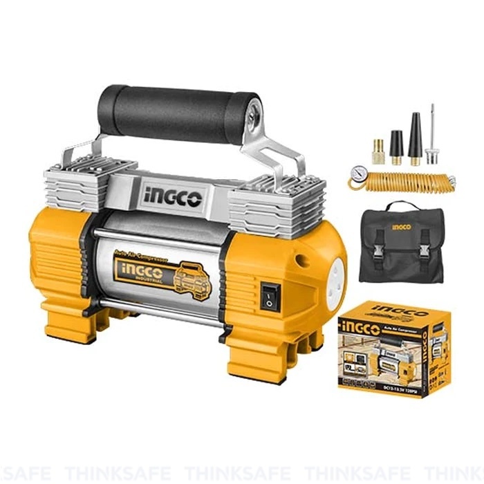Dụng cụ kiểm tra hơi lốp xe ô tô INGCO AAC2508 18A 120PSI - Nguồn điện 12V, Áp suất, Ống dẫn 5M, Xylanh 30mm - Thinksafe