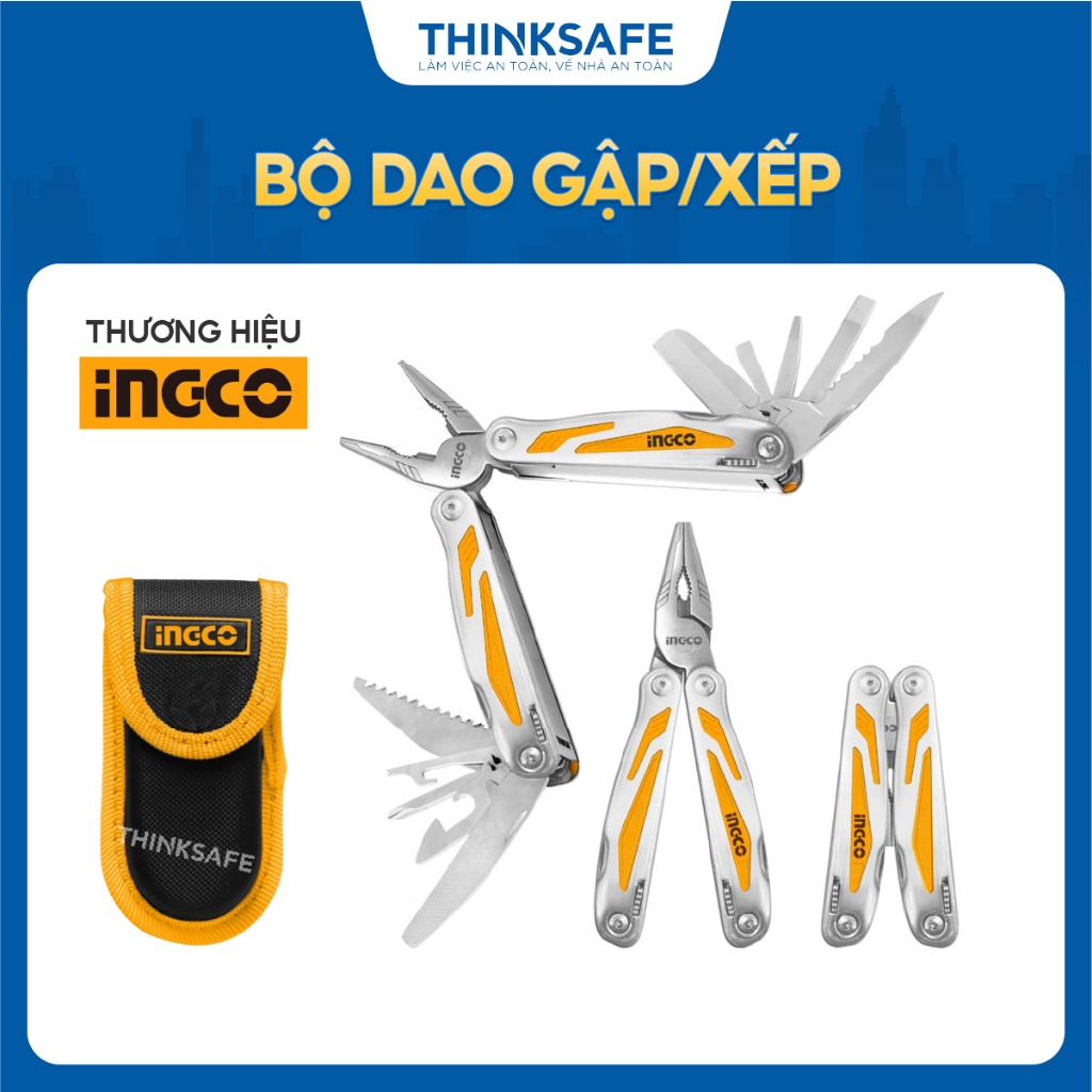 Bộ dao gập xếp INGCO HFMFT0115 - Tay cầm thép không gỉ, tấm lót cao su, dễ mang theo - Thinksafe