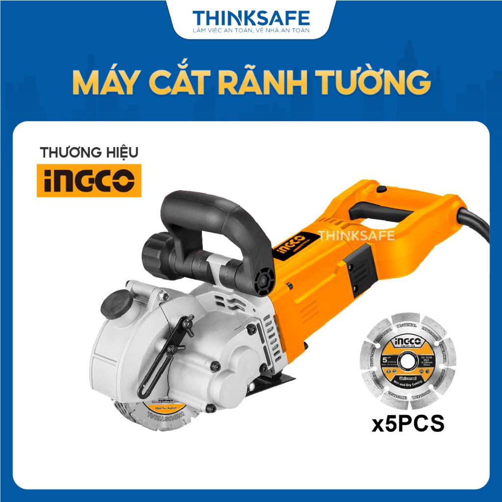 Máy cắt rãnh tường 3000W INGCO WLC30001, Đường kính đĩa 130mm, Công suất mạnh mẽ, đầy đủ phụ kiện - Thinksafe