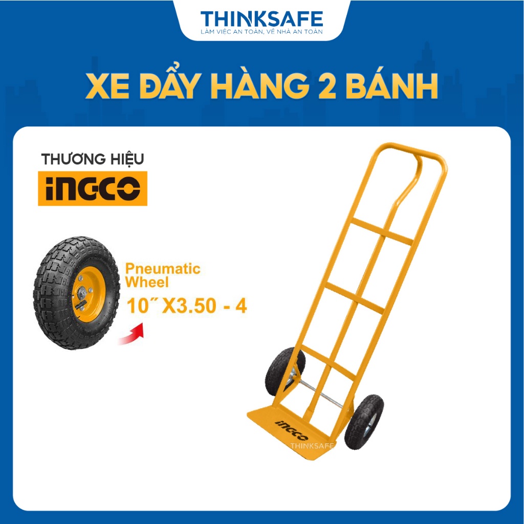 Xe đẩy hàng 2 bánh INGCO HHHT20141, Khả năng tải 200kg, thép dày 3.5mm, bánh xe khí nén Xe kéo hàng chính hãng - Thinks