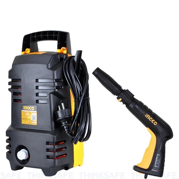 Xịt rửa INGCO điện áp 220V, Motor Chổi than, Dây Nhôm, Công suất 1200W, Áp suất 90Bar, Tự động ngưng - Thinksafe