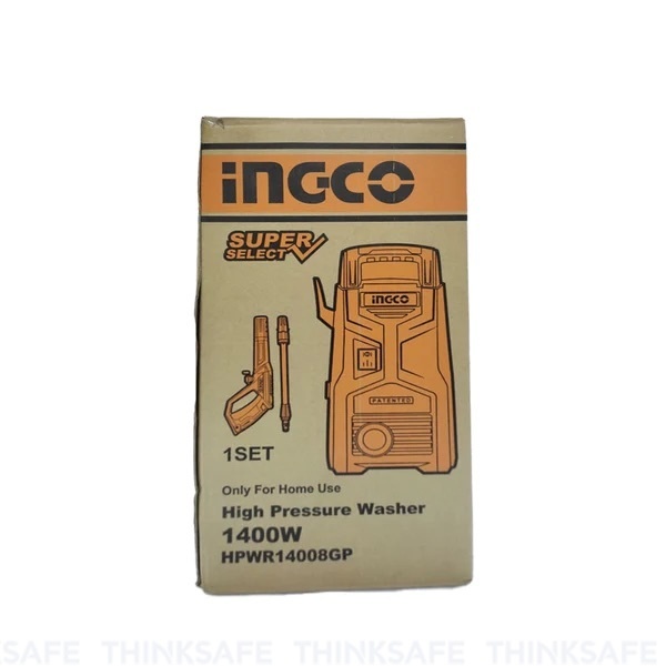 Xịt rửa INGCO điện áp 220V, Motor Chổi than, Dây Nhôm, Công suất 1200W, Áp suất 90Bar, Tự động ngưng - Thinksafe